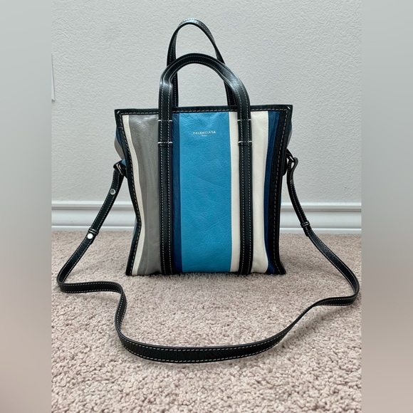 Balenciaga Bazar Convertible Tote Striped Leather Small - Picture 2 of 12